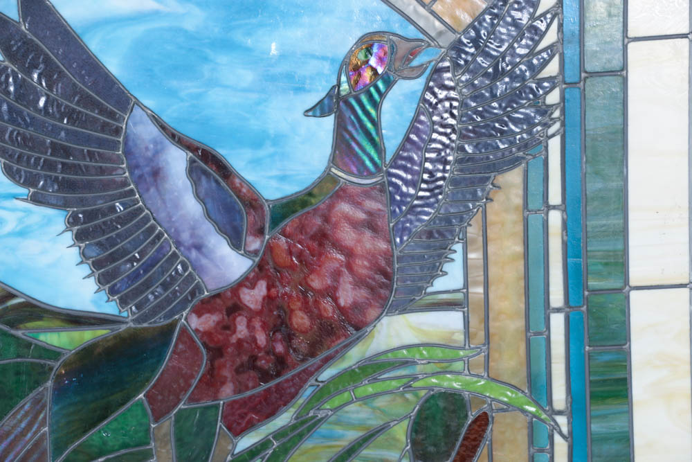 Stained Glass Window with Pheasant