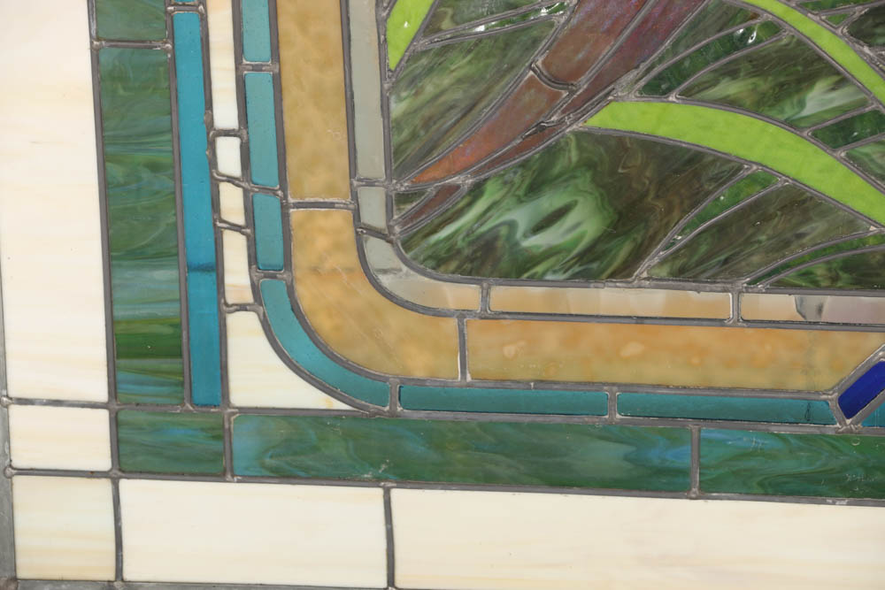 Stained Glass Window with Pheasant