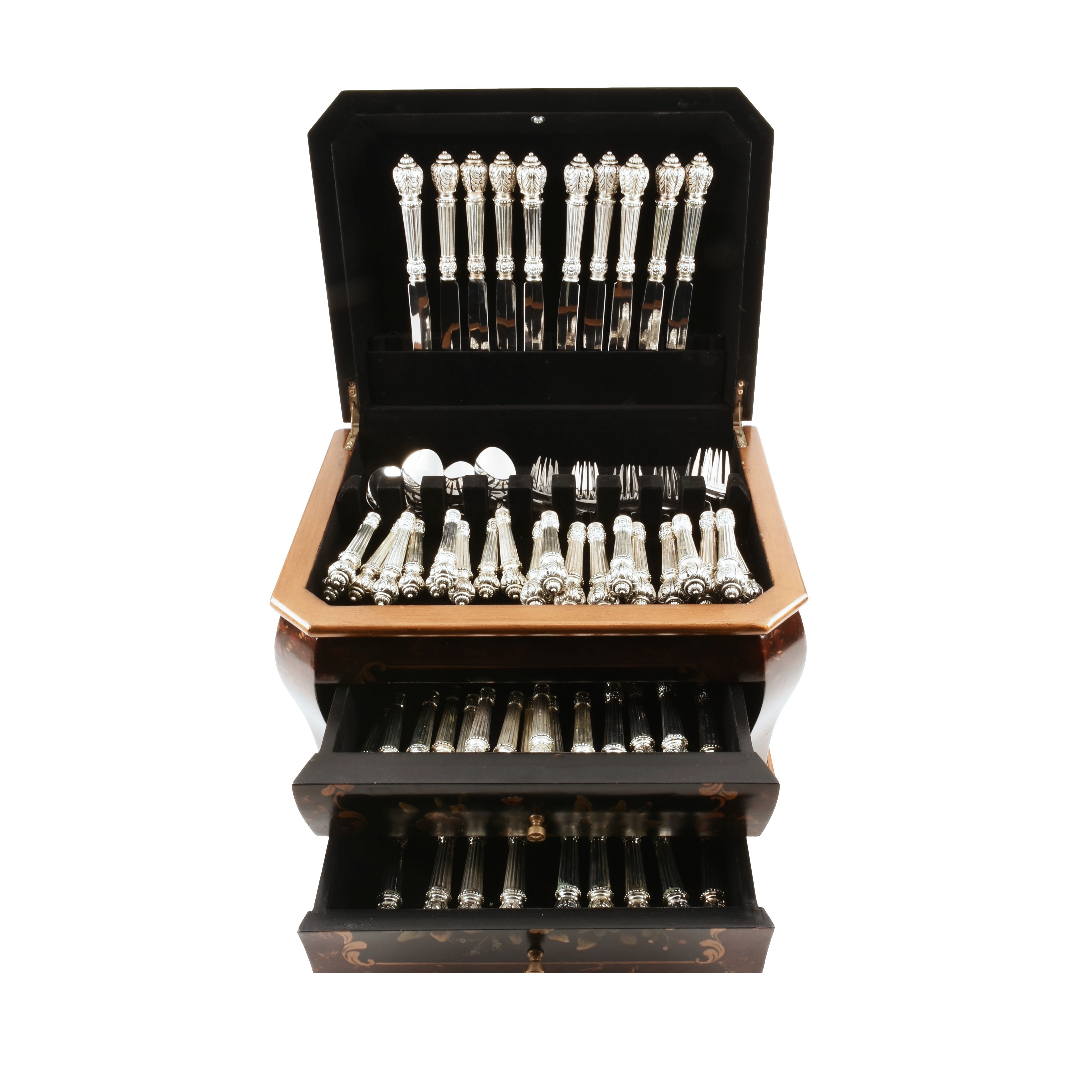 Elegant Flatware with Round Reeded Handles and Acanthus Reede