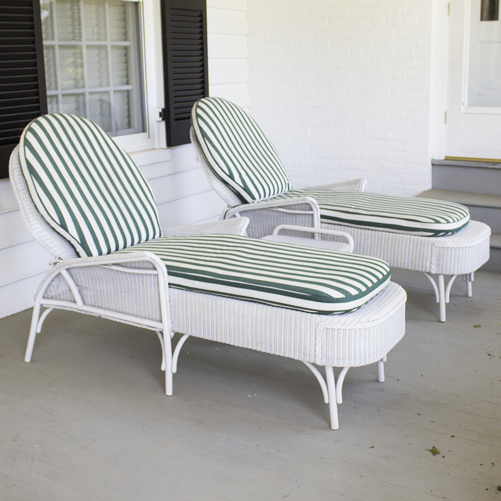 Lloyd Flanders All Weather Wicker Outdoor Chaise Lounge Chairs and Side Table