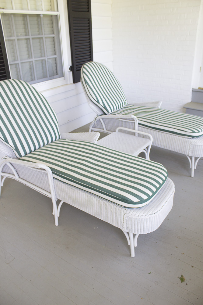 Lloyd Flanders All Weather Wicker Outdoor Chaise Lounge Chairs and Side Table