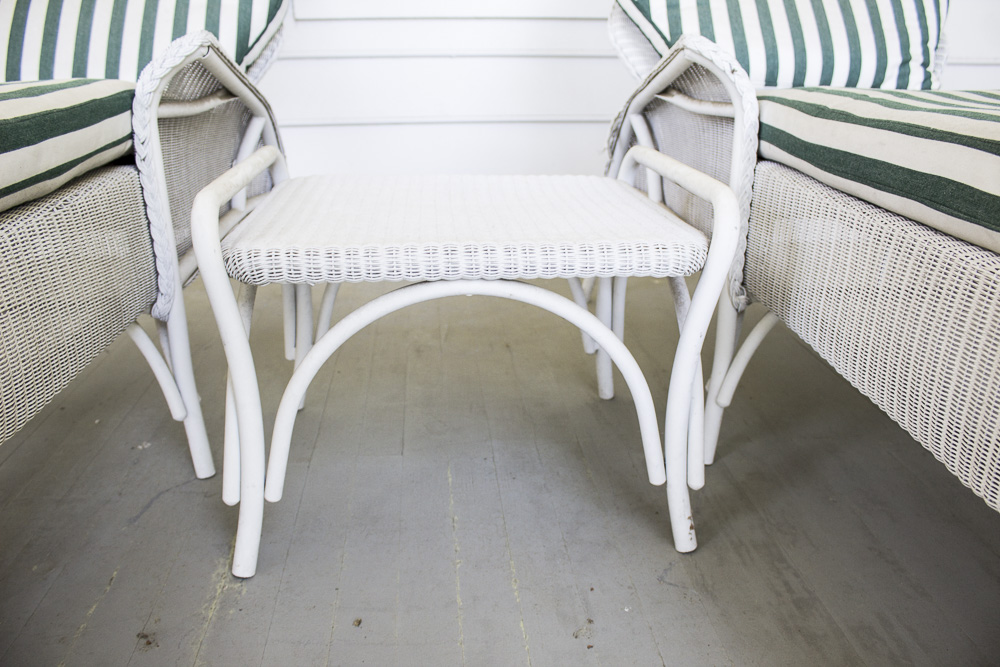 Lloyd Flanders All Weather Wicker Outdoor Chaise Lounge Chairs and Side Table