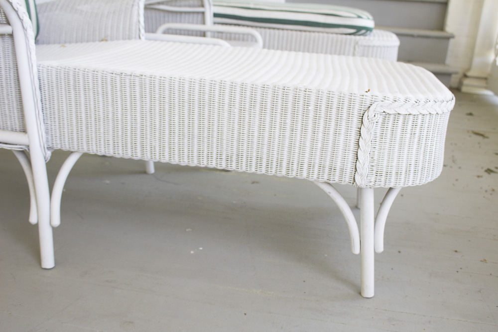 Lloyd Flanders All Weather Wicker Outdoor Chaise Lounge Chairs and Side Table