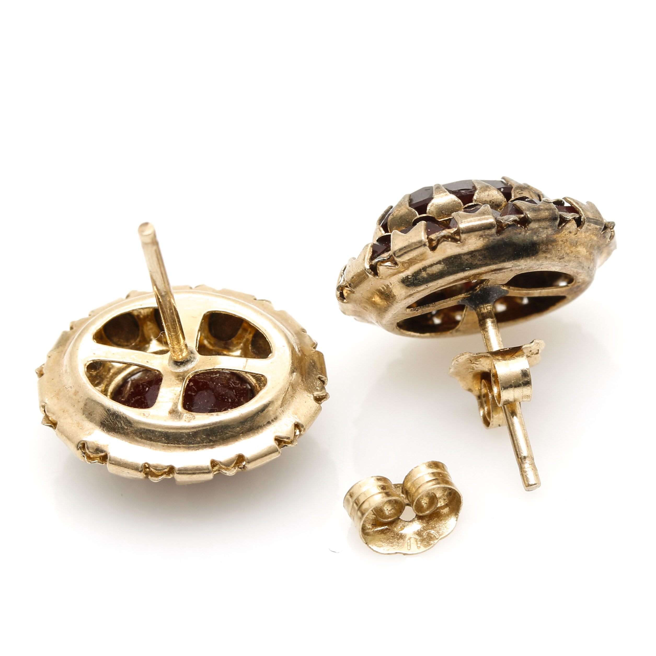 10K and 14K Yellow Gold Glass Stud Earrings