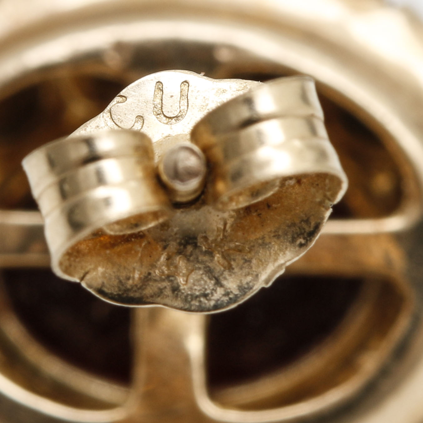 10K and 14K Yellow Gold Glass Stud Earrings