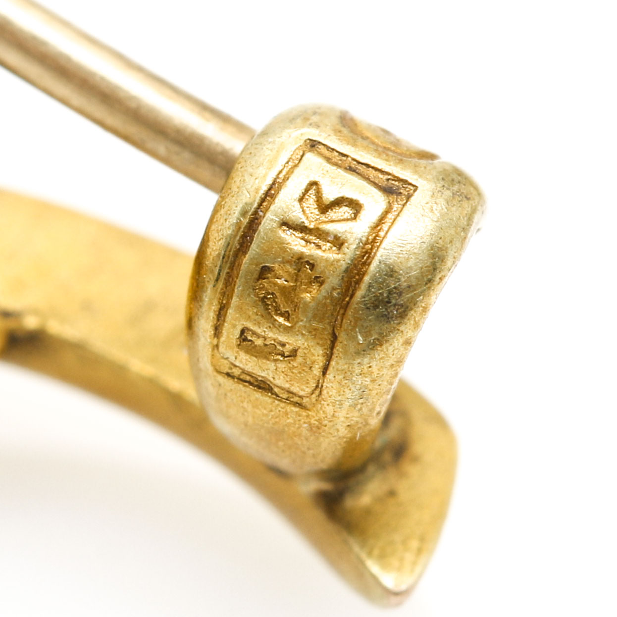 Pair of 14K Yellow Gold Seed Pearl and Enamel Flower Pins