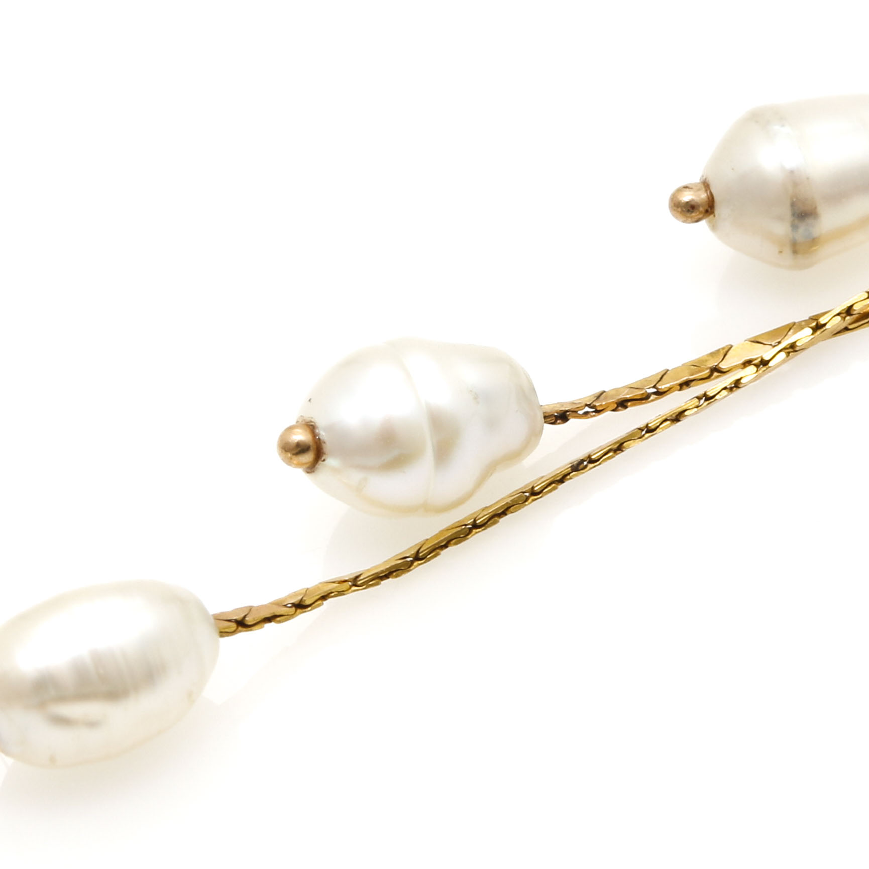 14K Yellow Gold Cultured Pearl Dangle Earrings
