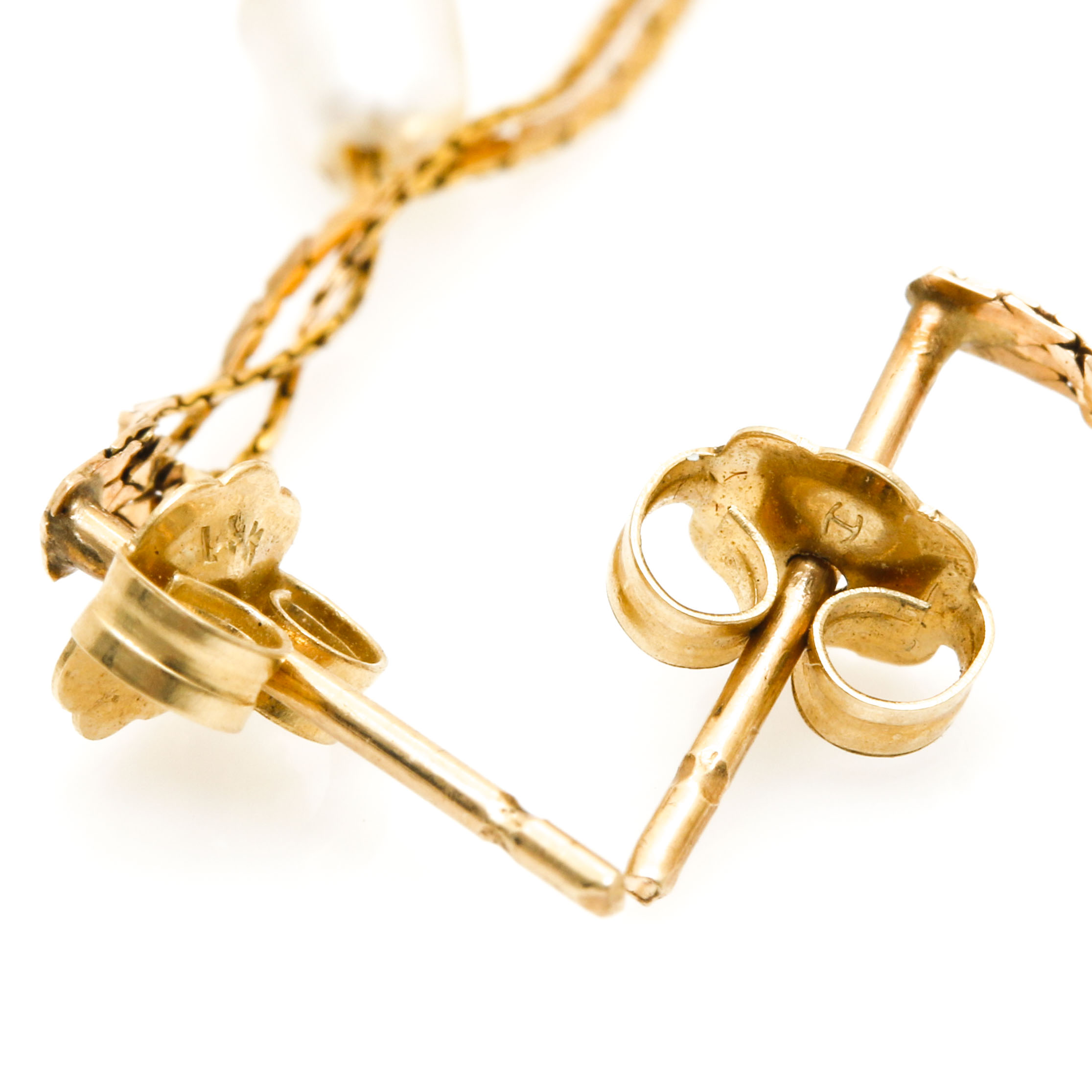 14K Yellow Gold Cultured Pearl Dangle Earrings