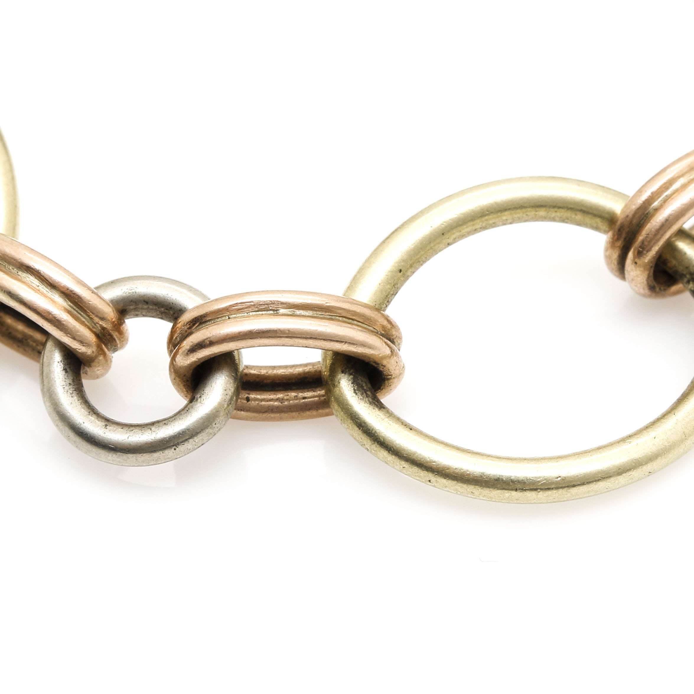 14K Tri-Color Gold Oval Link Bracelet
