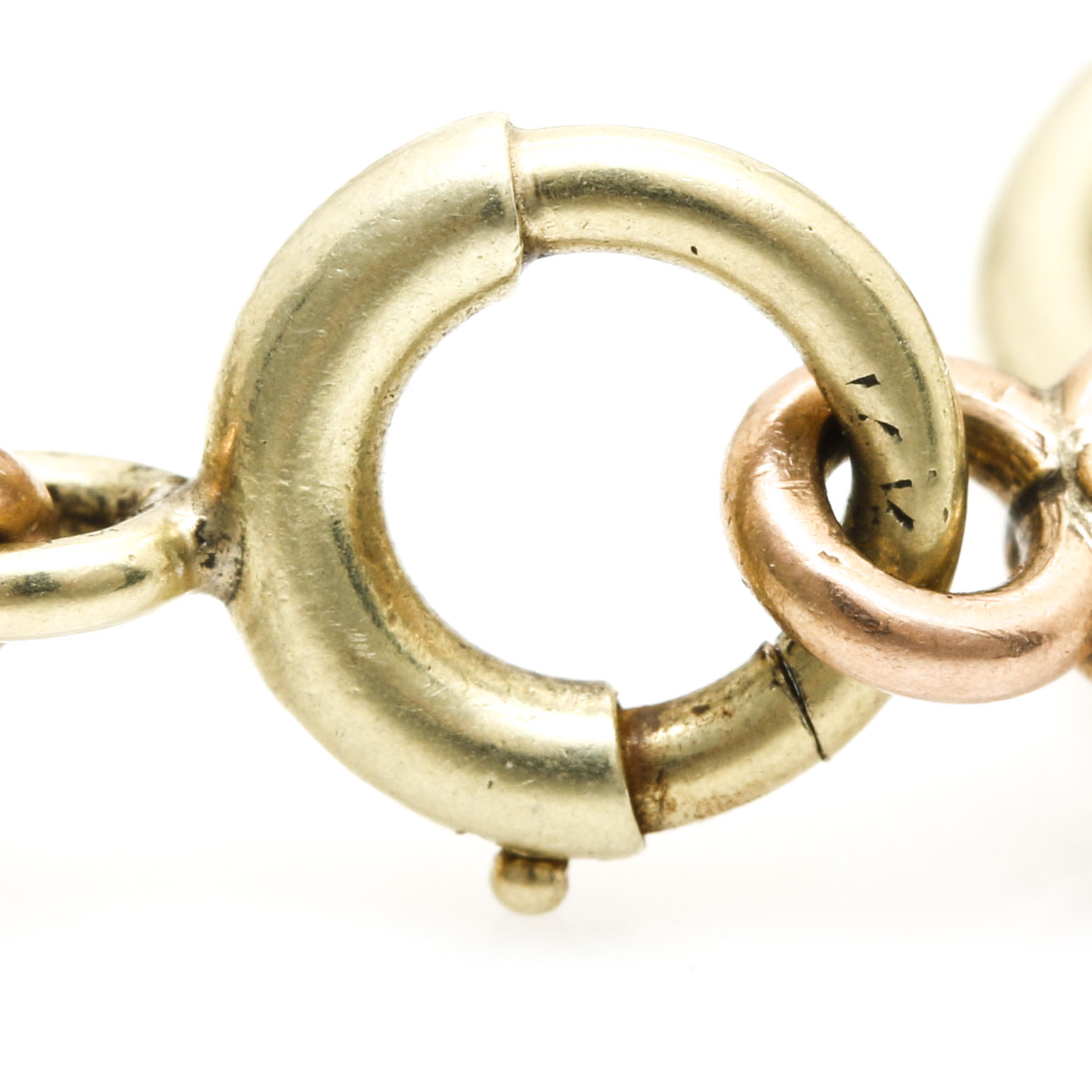 14K Tri-Color Gold Oval Link Bracelet