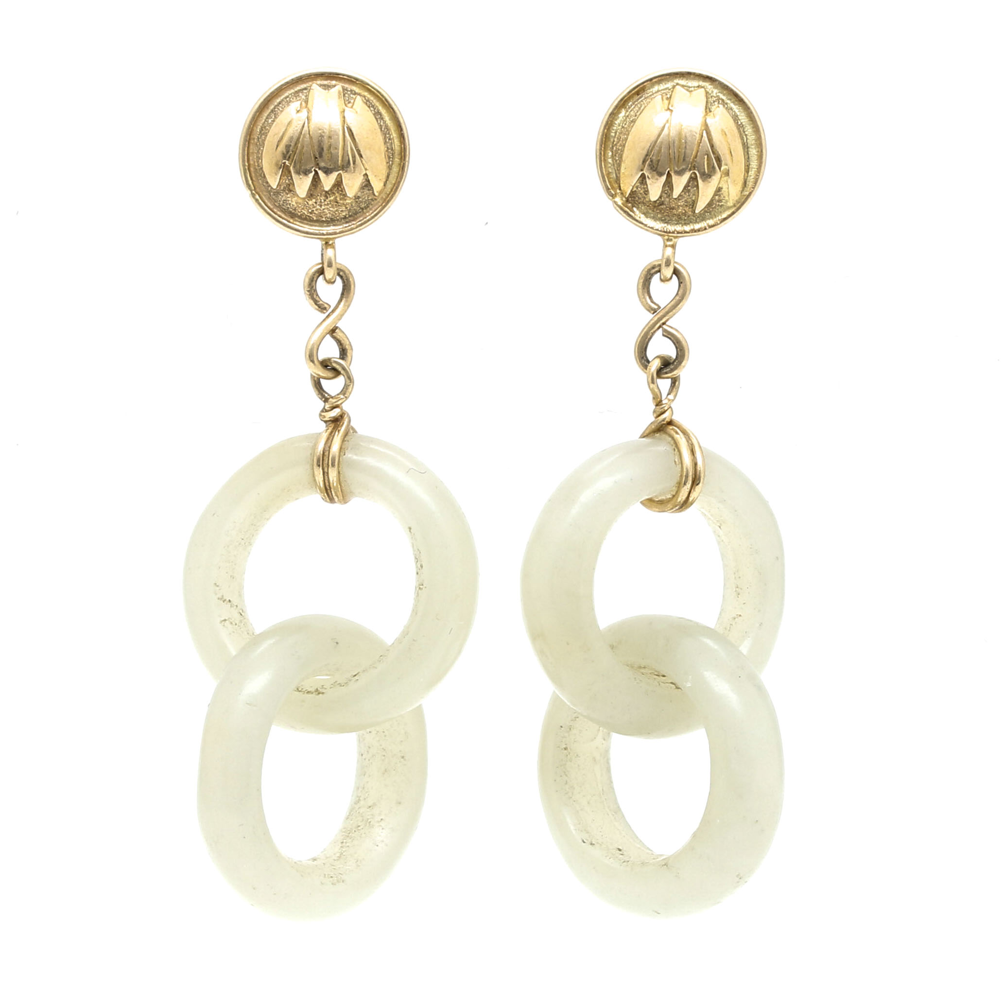 14K Yellow Gold Serpentine Dangle Earrings