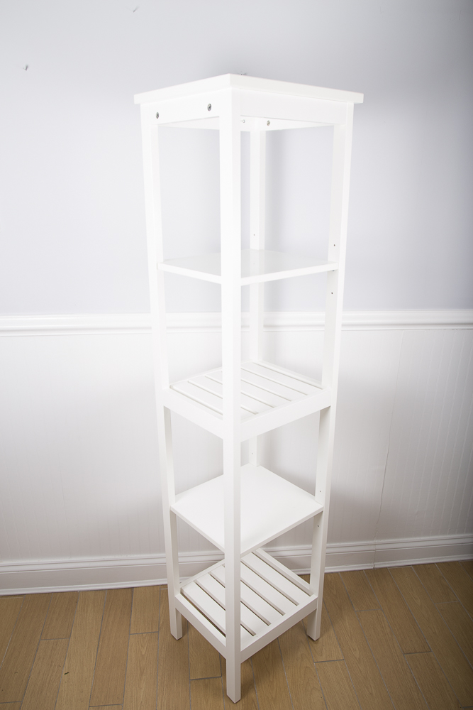 Pair of White Wooden Tower Shelves