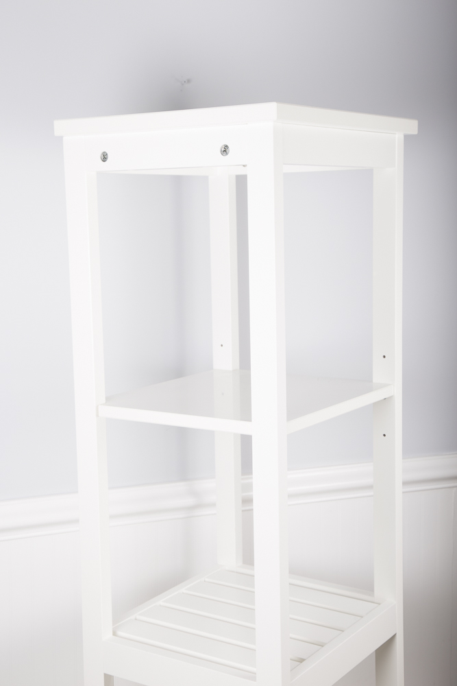 Pair of White Wooden Tower Shelves