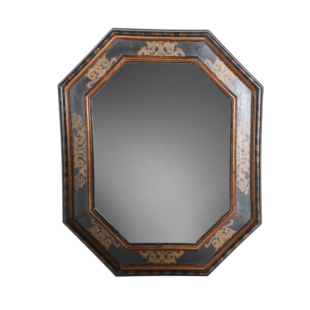 Vintage Chapman Wall Mirror in Hand Painted Wood Frame, Spain