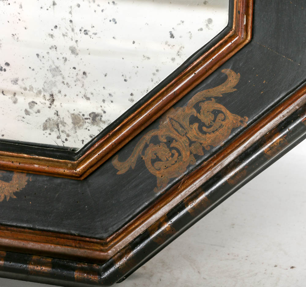 Vintage Chapman Wall Mirror in Hand Painted Wood Frame, Spain