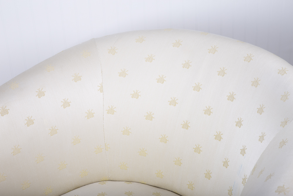 Barrel Back Bee Patterned Embroidered Armchair