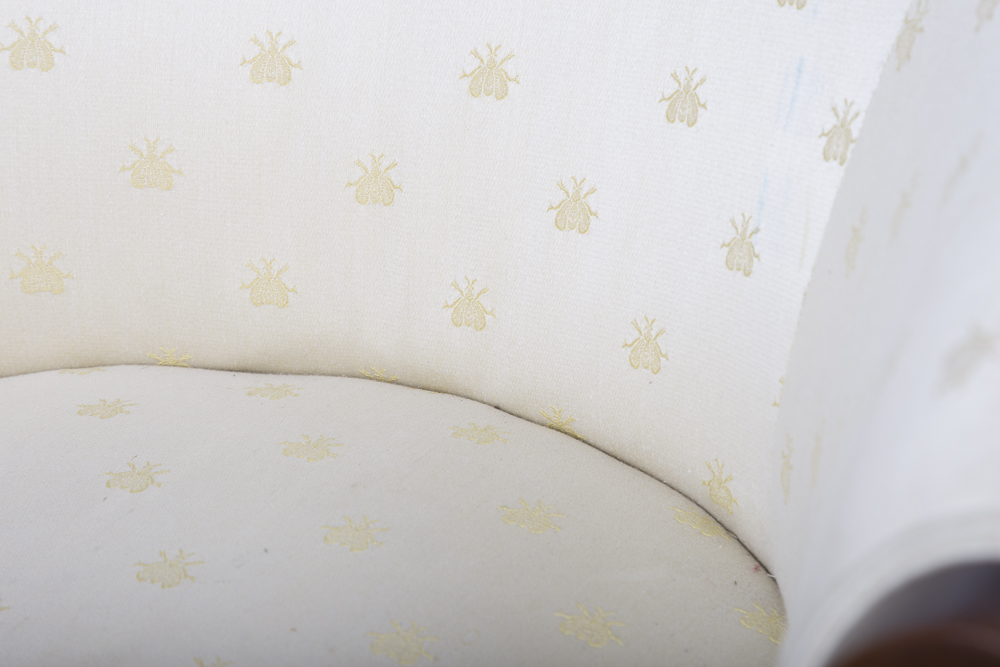 Barrel Back Bee Patterned Embroidered Armchair