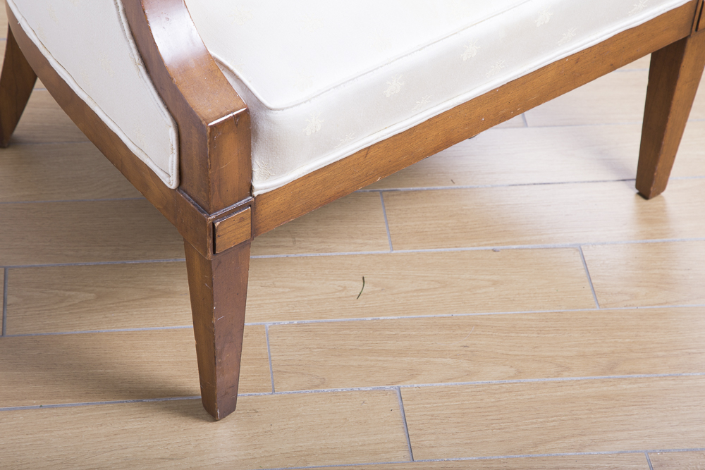 Barrel Back Bee Patterned Embroidered Armchair