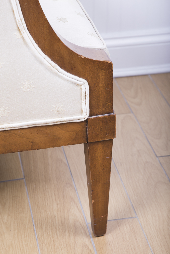 Barrel Back Bee Patterned Embroidered Armchair