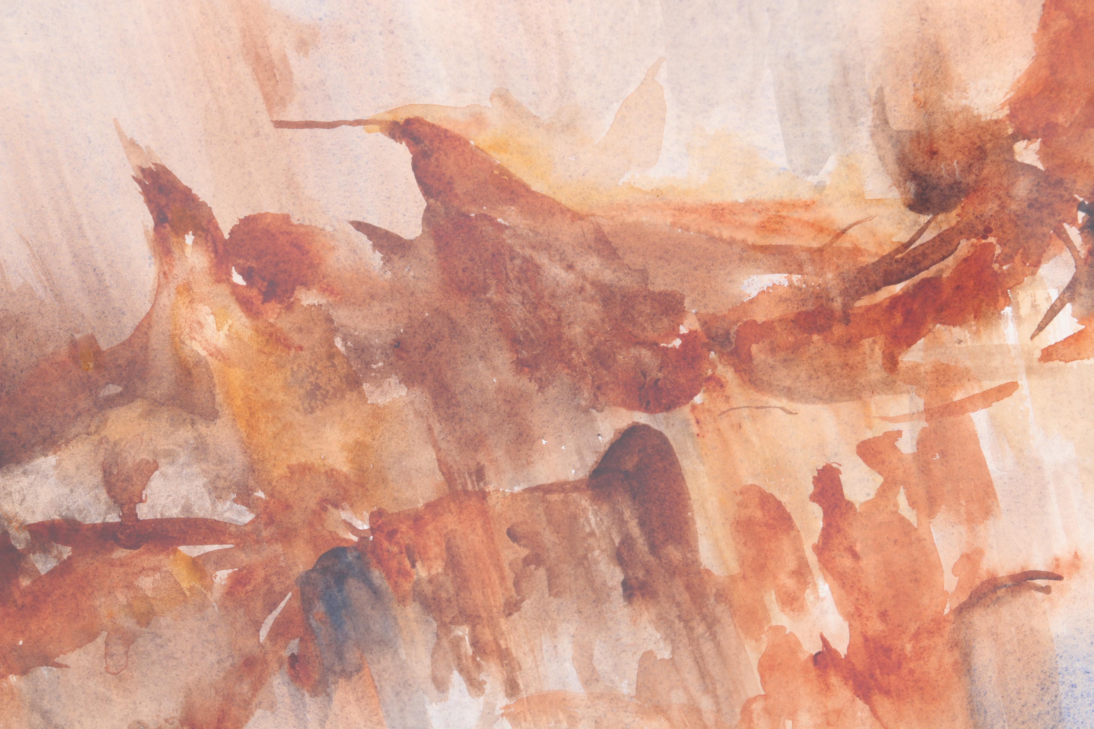 Barbara L. Green Abstract Watercolor Painting "October Rain"