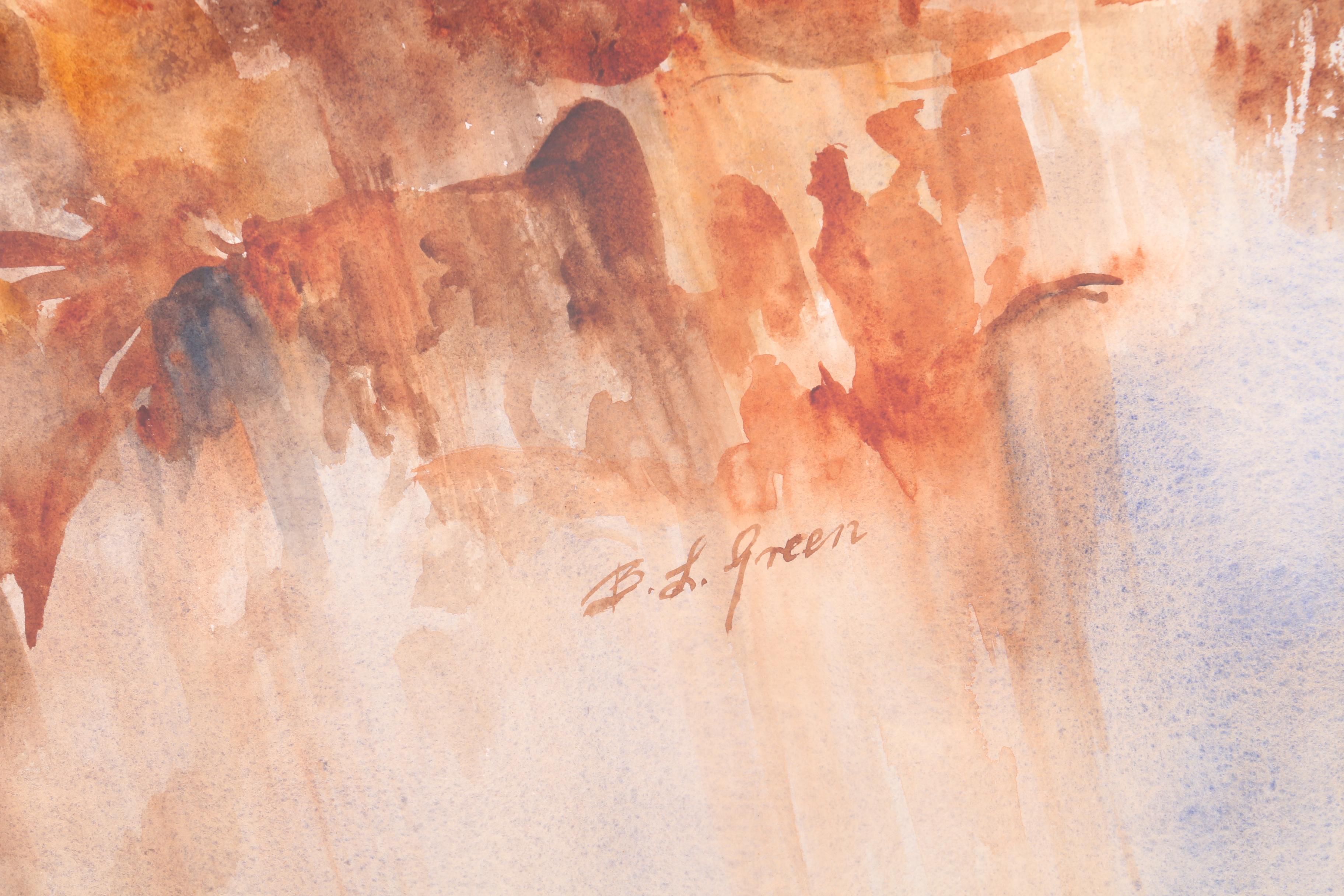 Barbara L. Green Abstract Watercolor Painting "October Rain"