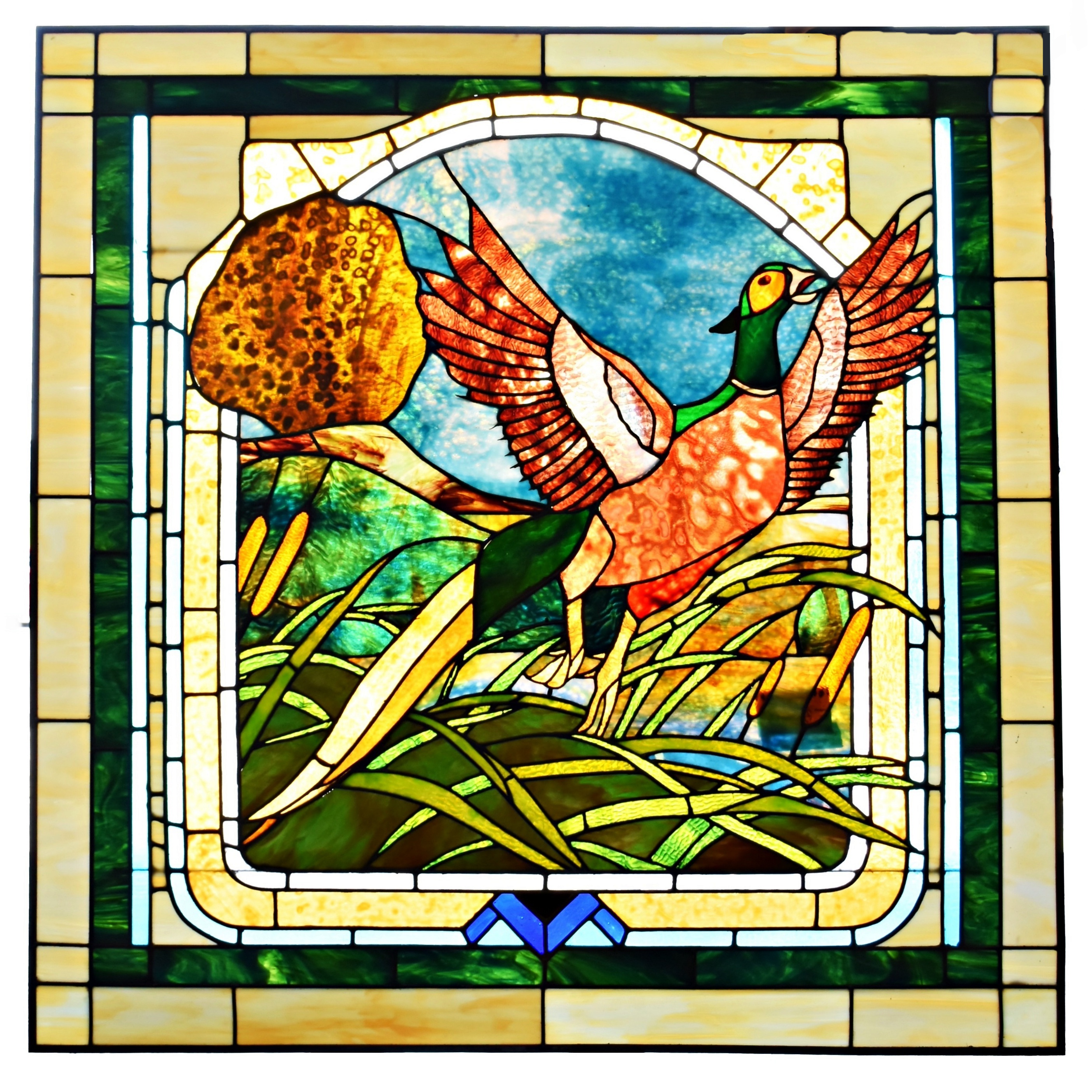 Stained Glass Window with Pheasant