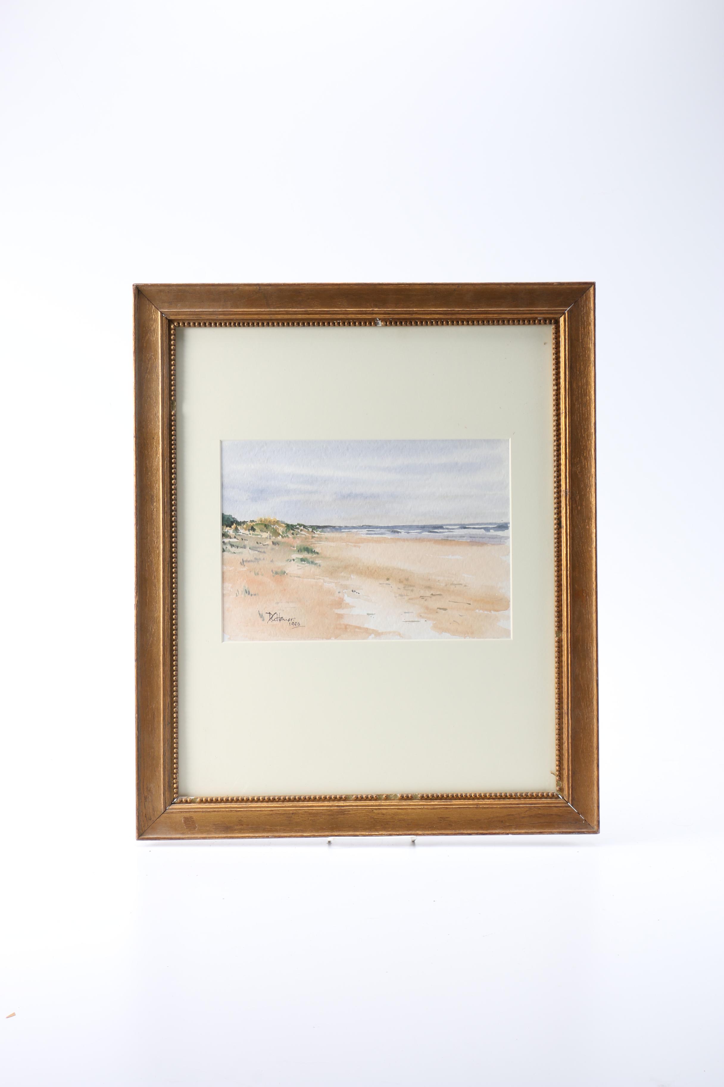 David Hemer Watercolor Painting of a Beach