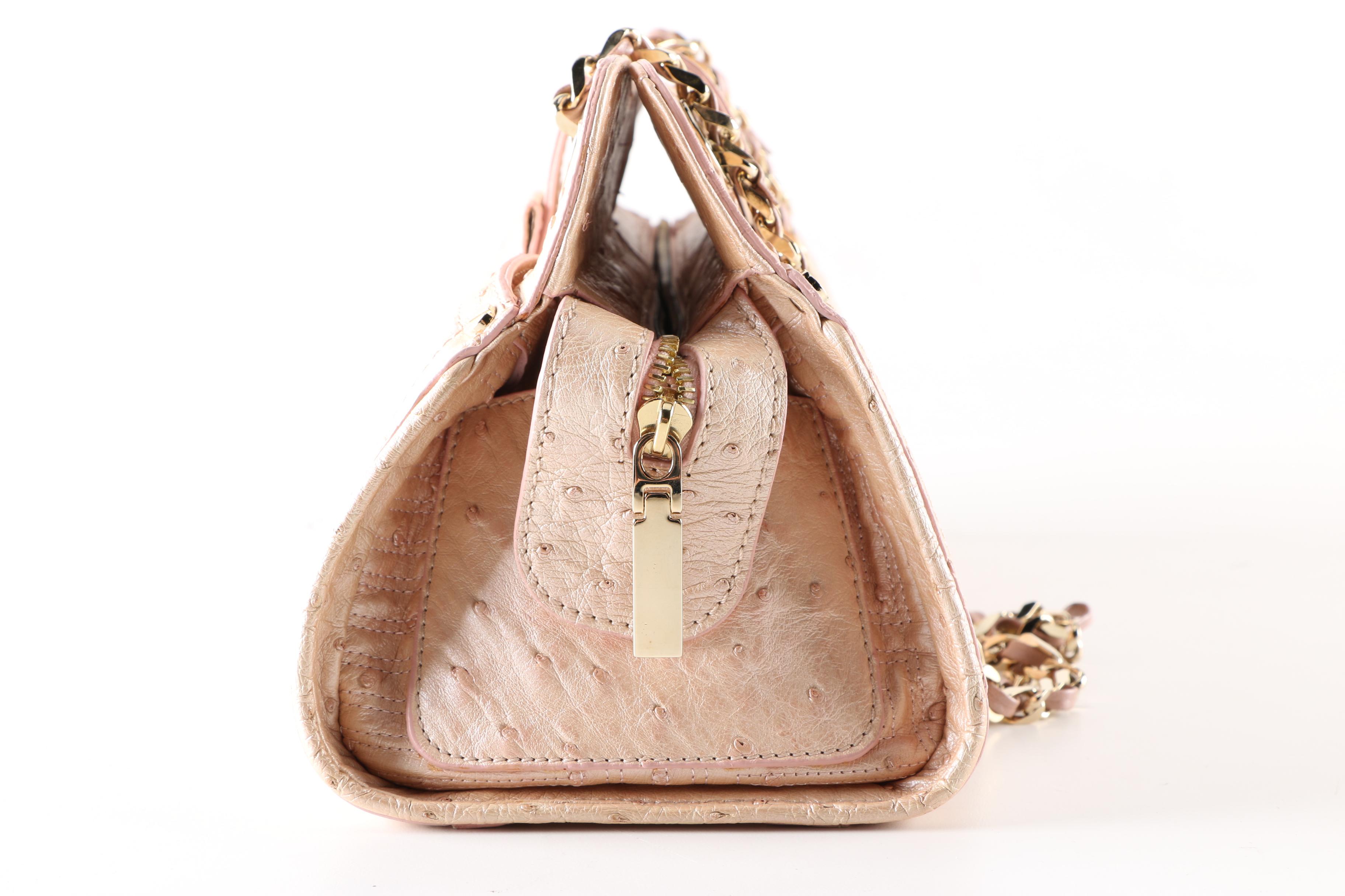 Versace Pink Ostrich Leather Purse