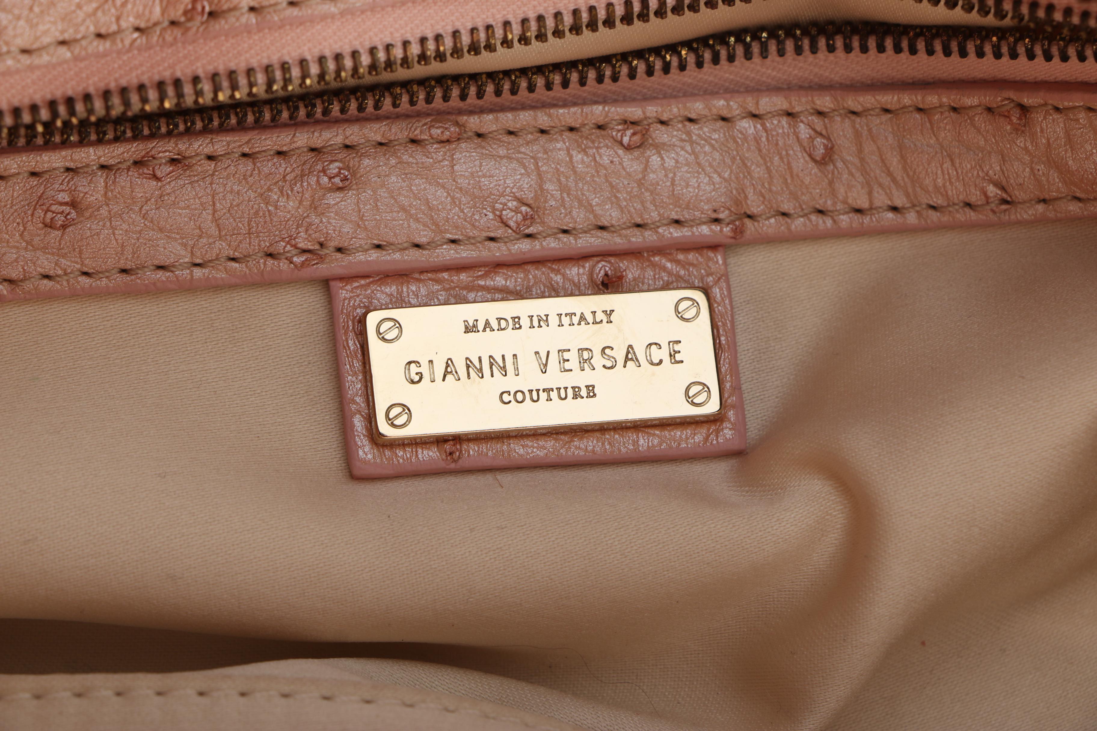 Versace Pink Ostrich Leather Purse