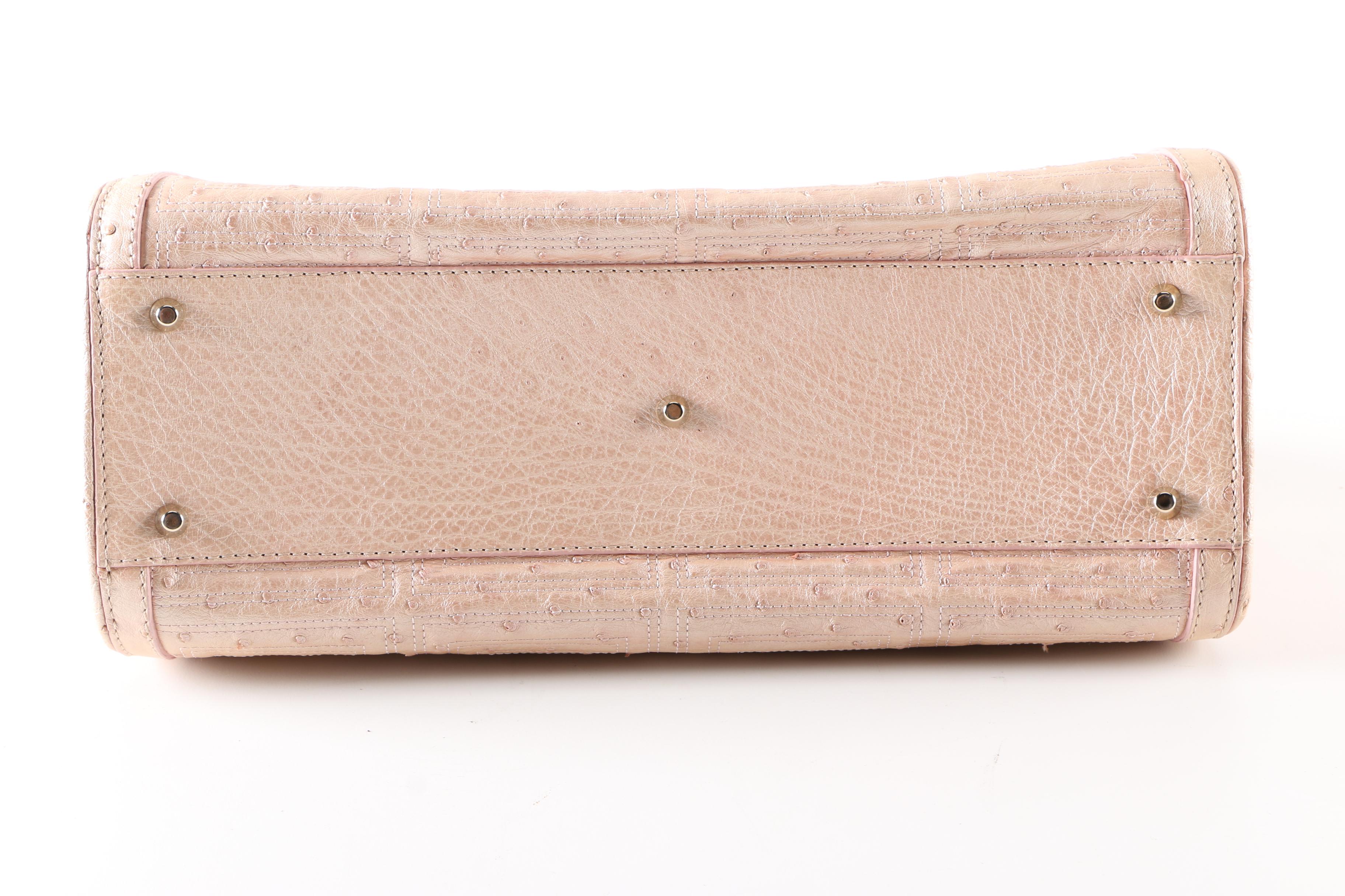 Versace Pink Ostrich Leather Purse
