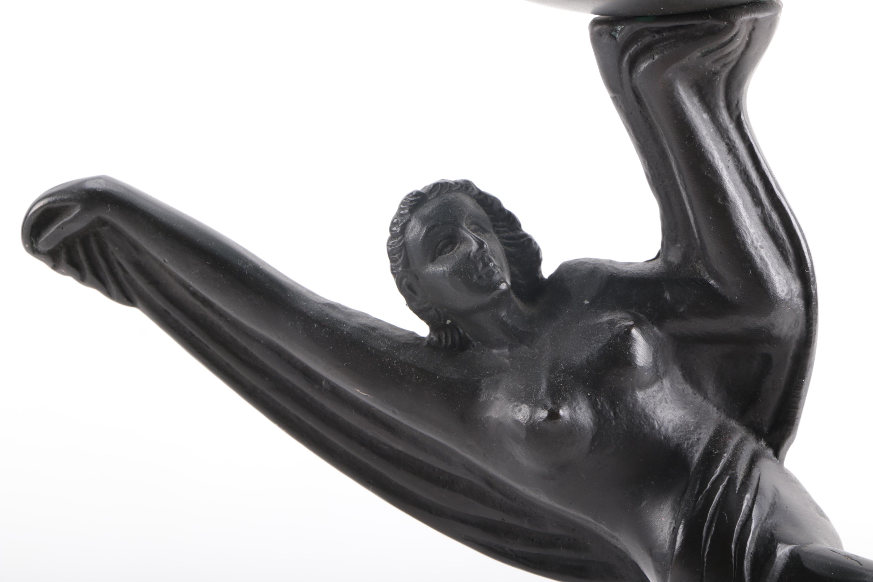 Steel Lamp of Woman Dancing with Glass Globe