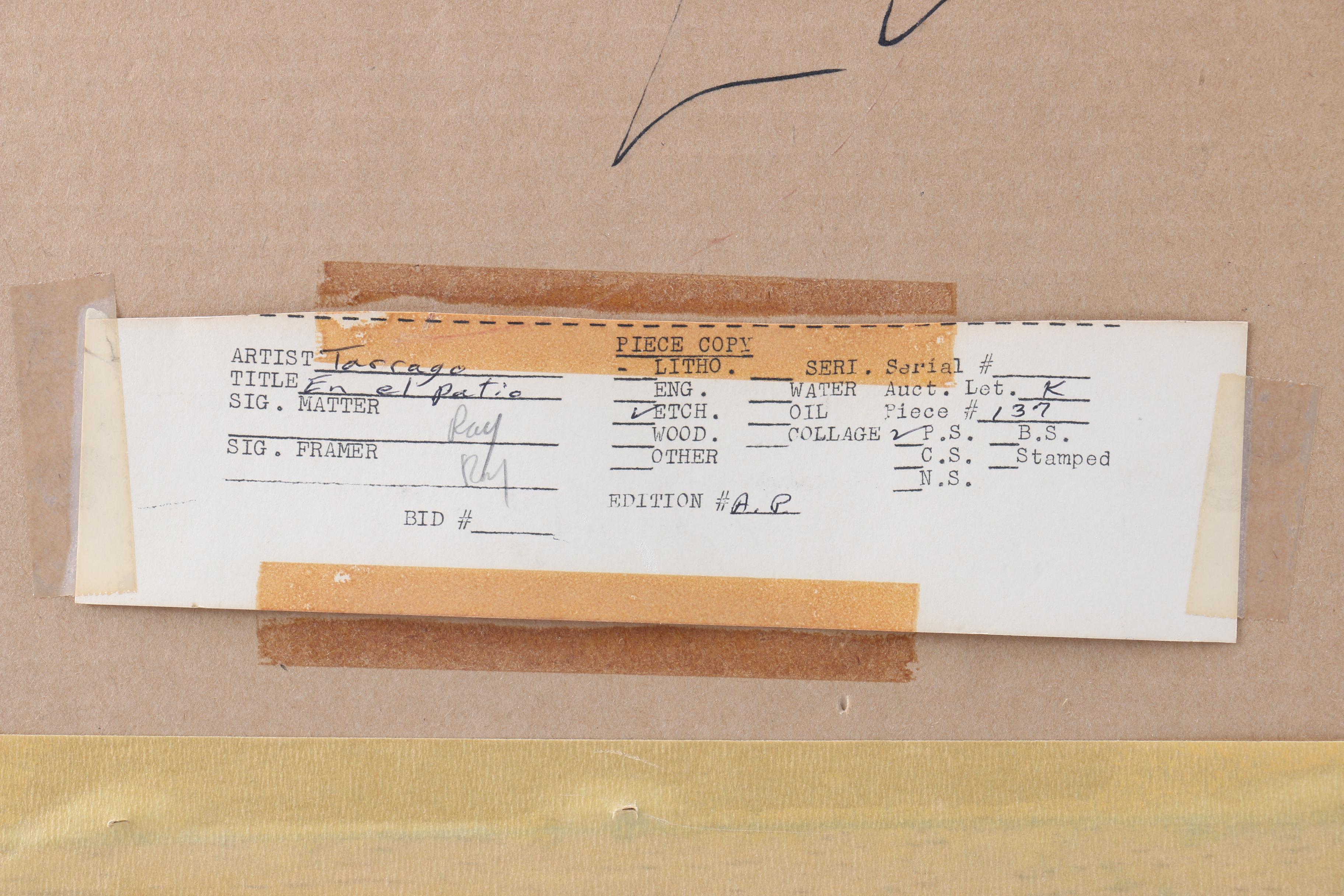 Leticia Tarrago Limited Edition Artist's Proof Aquatint Etching on Paper "En el Patio"