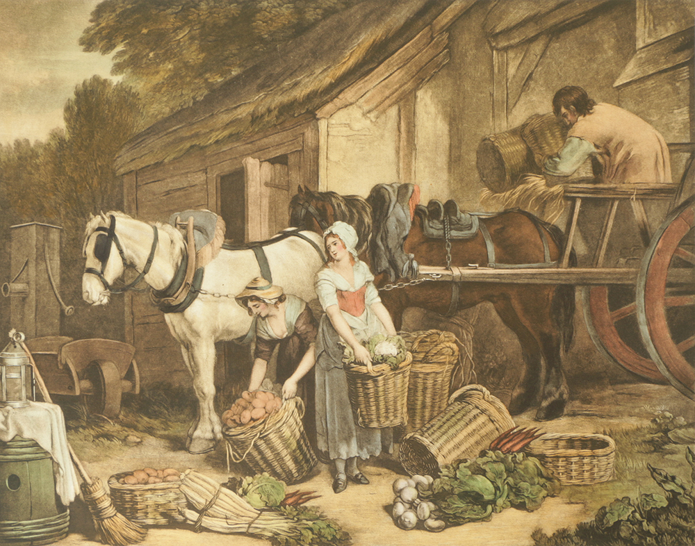 Pair of Colored Lithographs on Paper of Genre Scenes