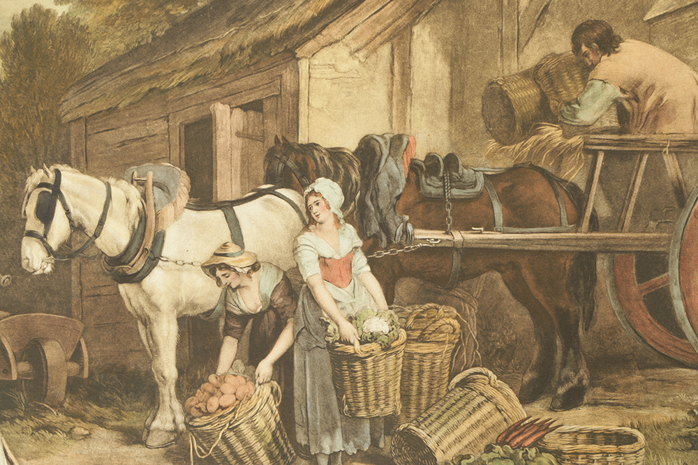 Pair of Colored Lithographs on Paper of Genre Scenes