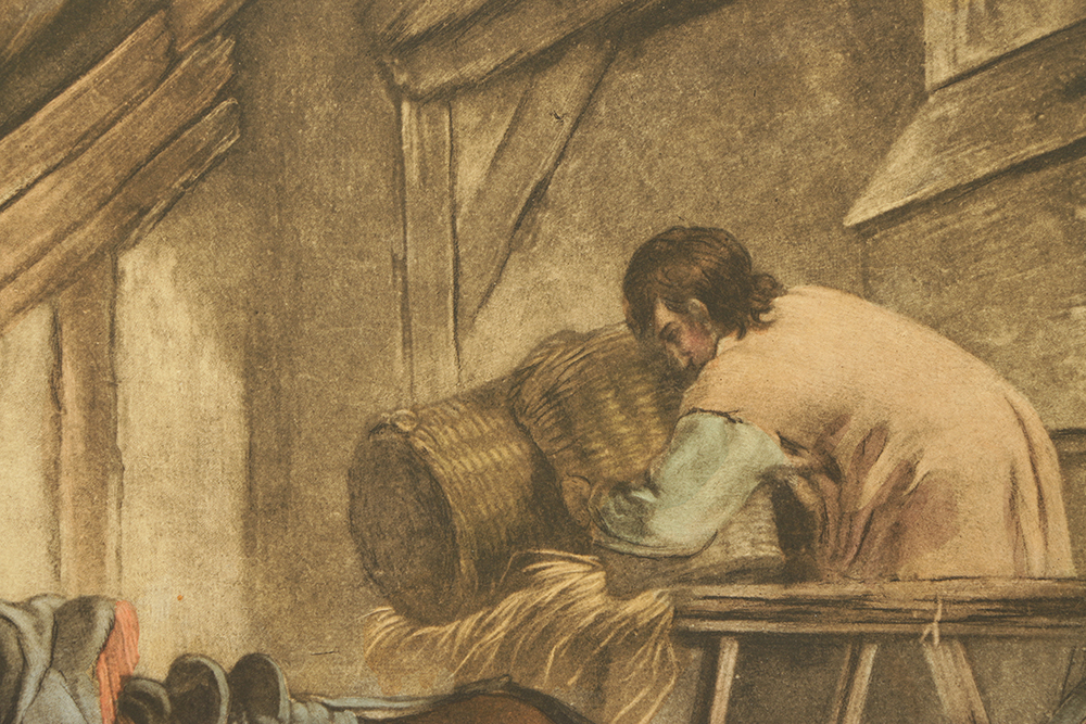 Pair of Colored Lithographs on Paper of Genre Scenes