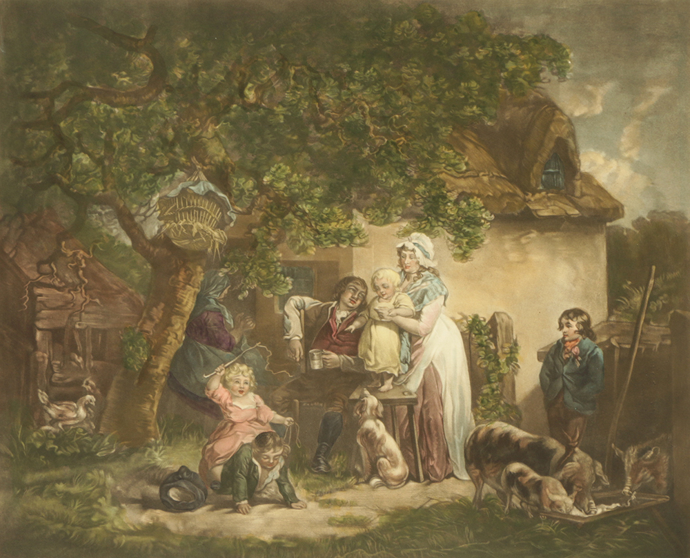 Pair of Colored Lithographs on Paper of Genre Scenes