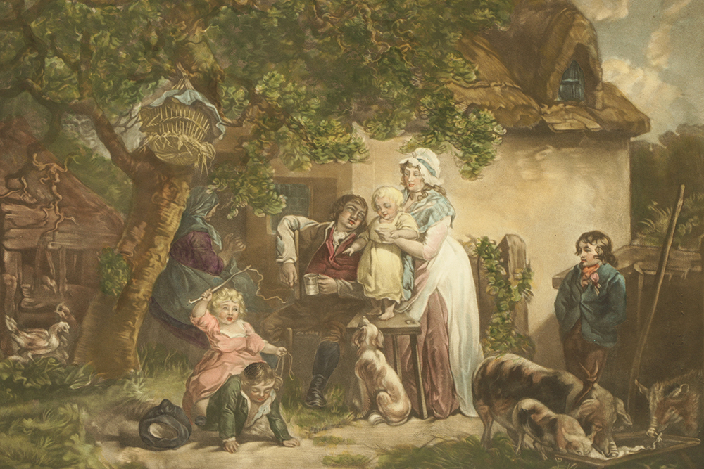 Pair of Colored Lithographs on Paper of Genre Scenes