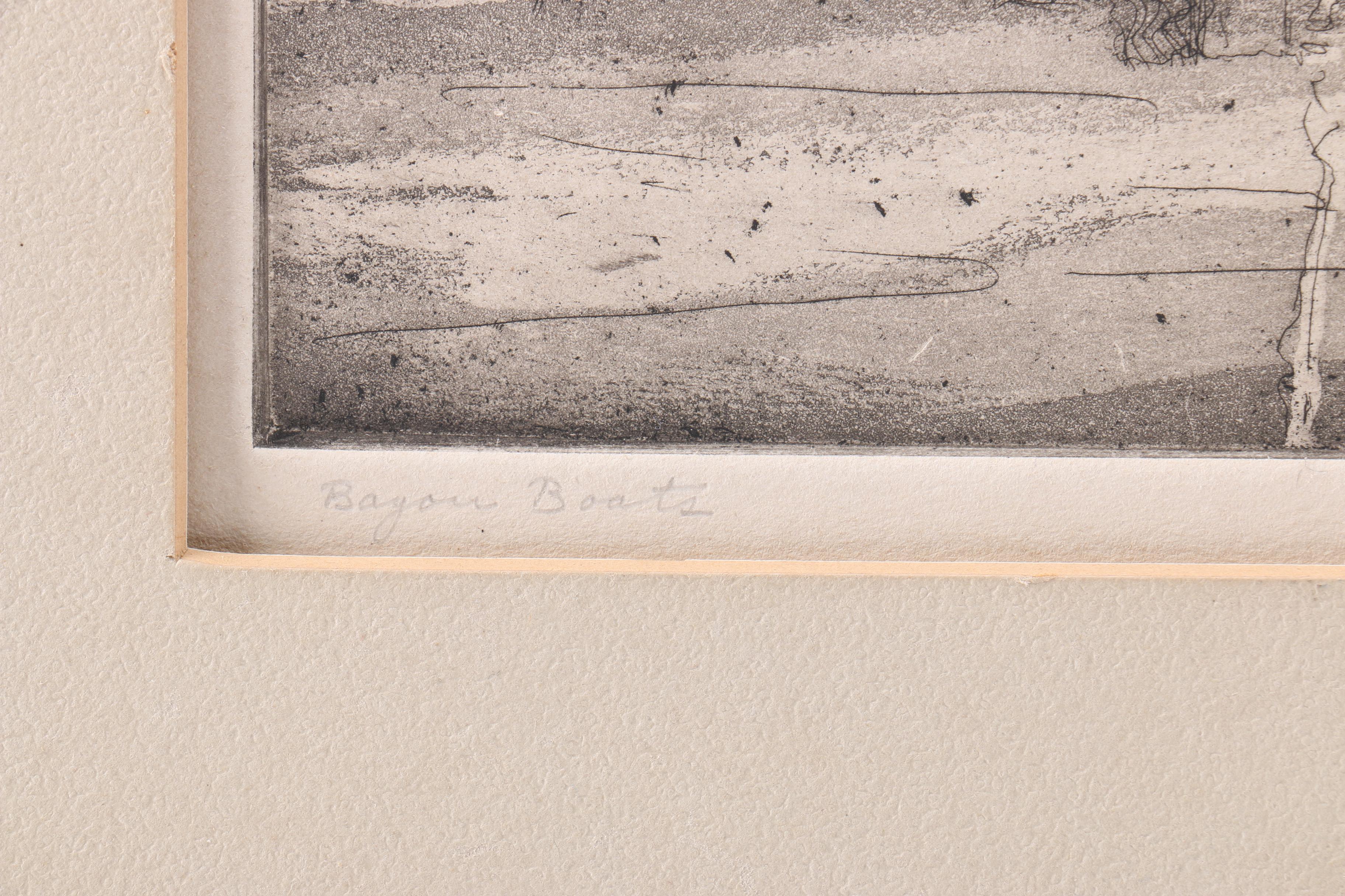 Limited Edition Aquatint Etching "Bayou Boats"