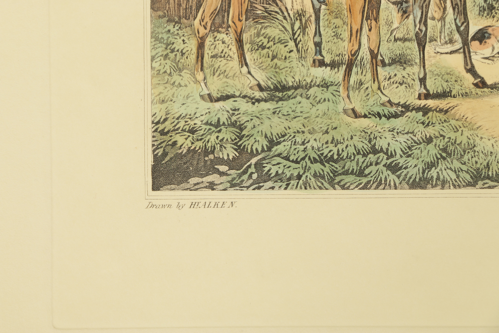 After Henry Alken Hand-Colored Engravings on Paper of a Fox Hunt