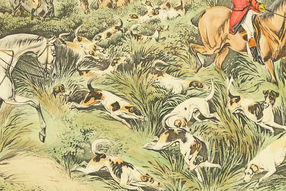 After Henry Alken Hand-Colored Engravings on Paper of a Fox Hunt