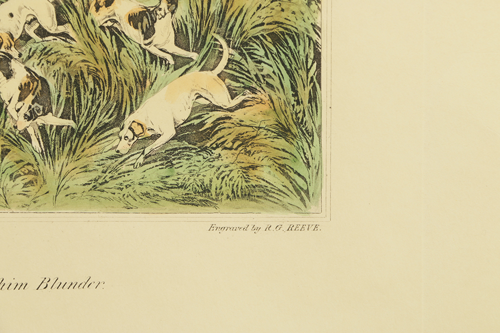 After Henry Alken Hand-Colored Engravings on Paper of a Fox Hunt