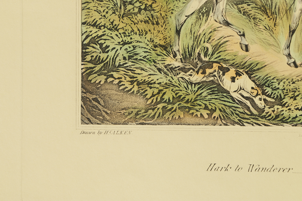 After Henry Alken Hand-Colored Engravings on Paper of a Fox Hunt