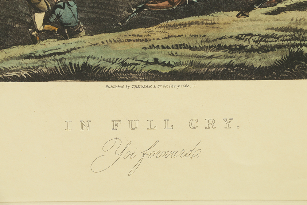 After Henry Alken Hand-Colored Engravings on Paper of a Fox Hunt