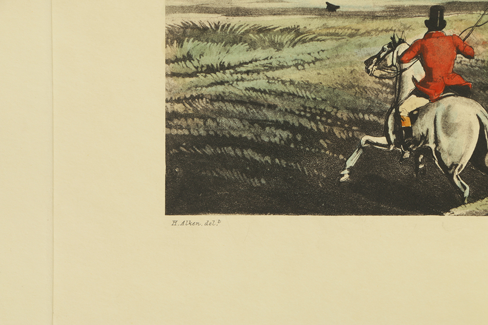 After Henry Alken Hand-Colored Engravings on Paper of a Fox Hunt