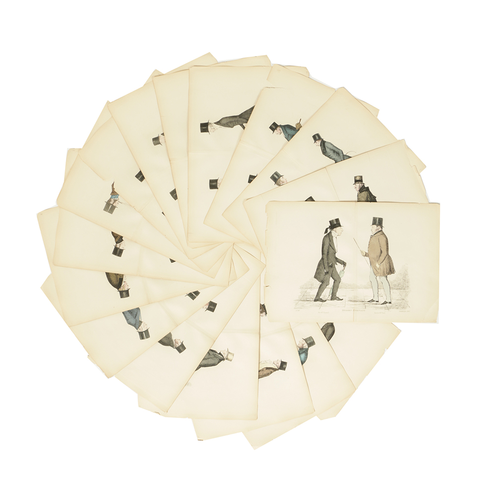 Benjamin William Crombie Hand-Colored Etching on Paper "Modern Athenians"