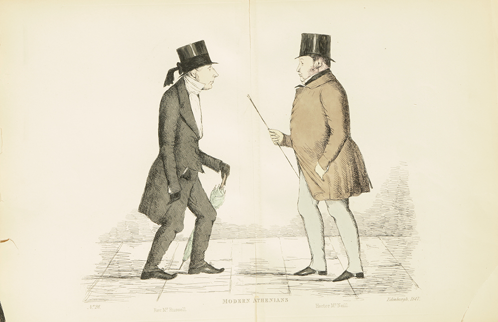 Benjamin William Crombie Hand-Colored Etching on Paper "Modern Athenians"