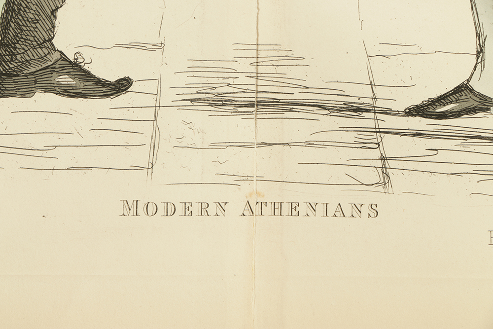 Benjamin William Crombie Hand-Colored Etching on Paper "Modern Athenians"