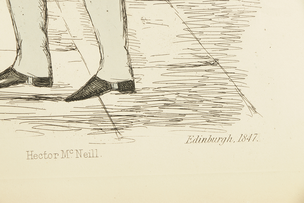 Benjamin William Crombie Hand-Colored Etching on Paper "Modern Athenians"