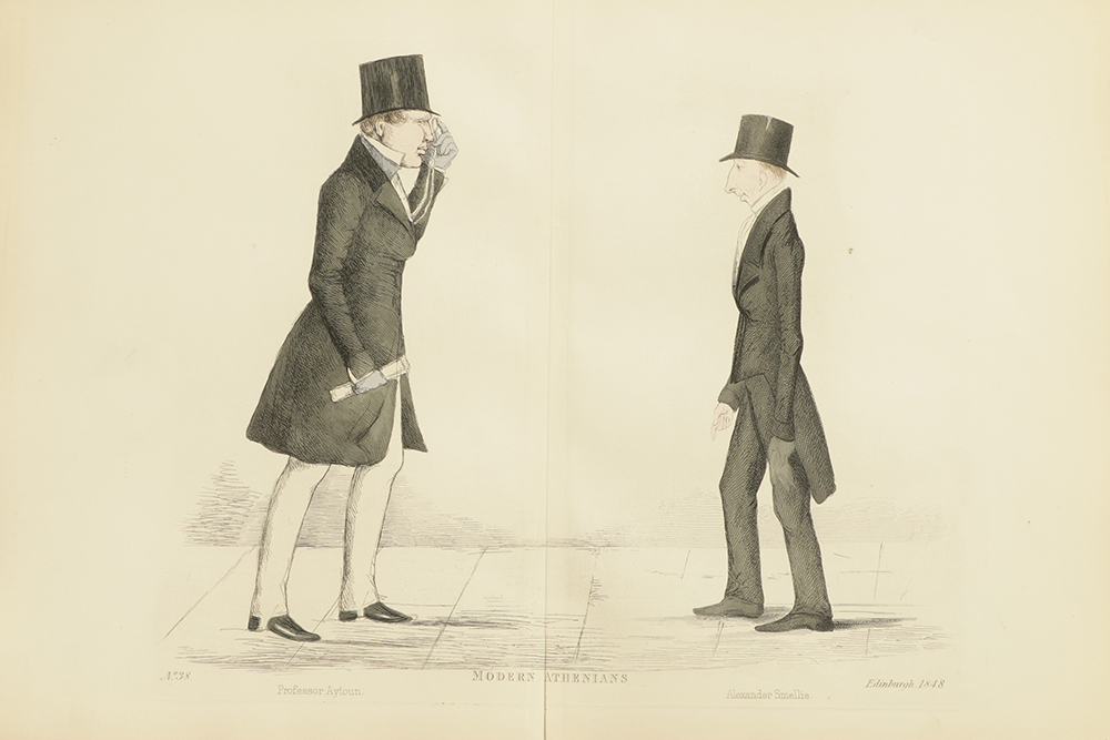 Benjamin William Crombie Hand-Colored Etching on Paper "Modern Athenians"