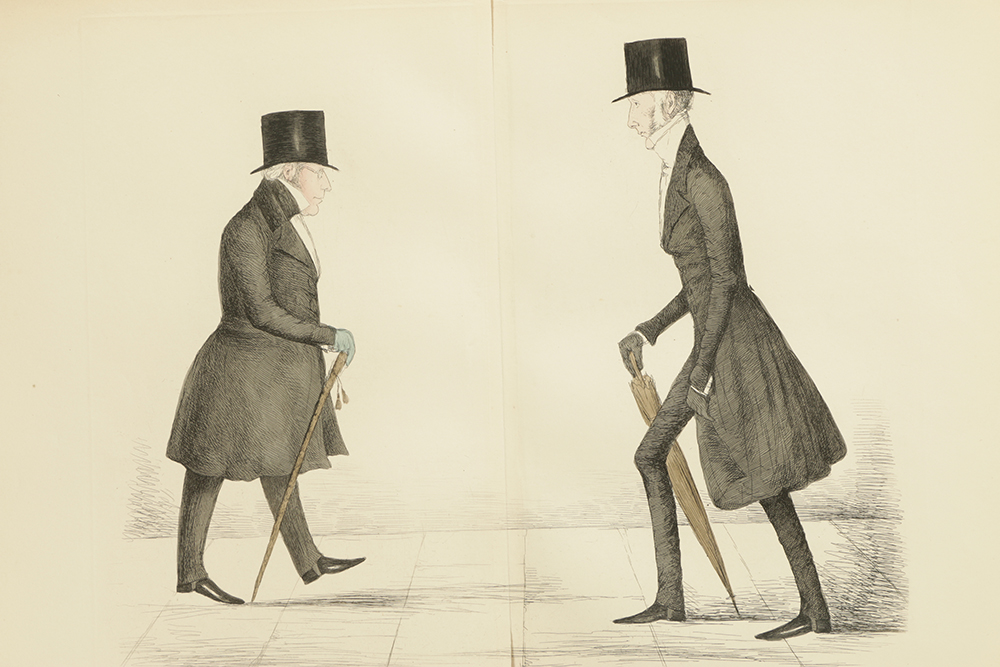 Benjamin William Crombie Hand-Colored Etching on Paper "Modern Athenians"